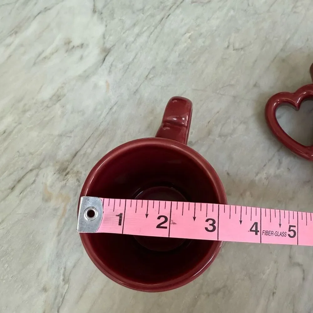 Set of 2 Williams Sonoma Heart Handle Coffee Mug Valentine's Day Love